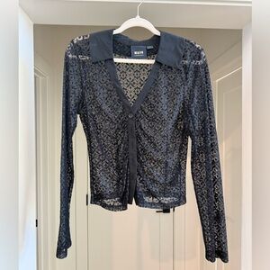 Anthropologie Maeve Laced Button-Down - Size S - Black